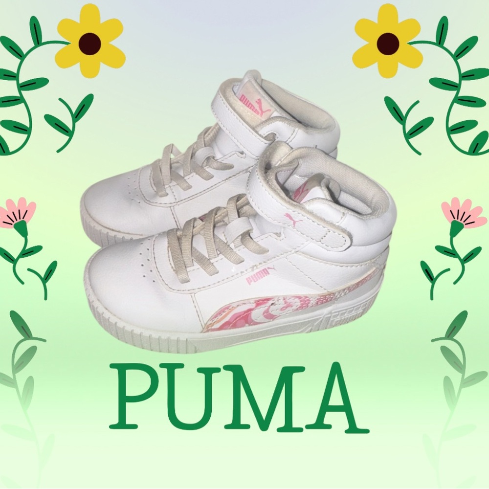 Puma Carina 2.0 80’s inspired high top sneakers Girl’s tennis shoes size 9